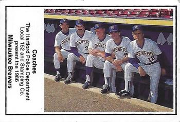 1986 Milwaukee Brewers Police - Hartford Police Department, Local 152 & Stamping Co. #NNO Milwaukee Brewers Coaches Front