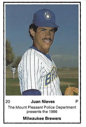 1986 Milwaukee Brewers Police - Mount Pleasant Police Department #NNO Juan Nieves Front