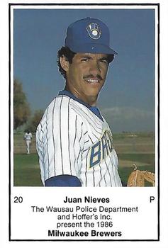 1986 Milwaukee Brewers Police - Wausau Police Department and Hoffer's Inc. #NNO Juan Nieves Front