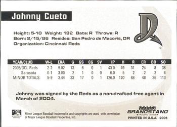 2006 Grandstand Midwest League Top Prospects #NNO Johnny Cueto Back