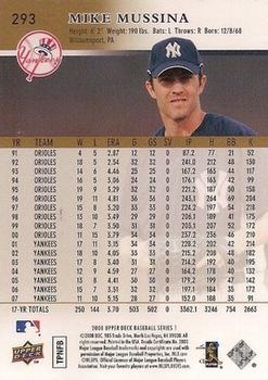 2008 Upper Deck - Gold #293 Mike Mussina Back