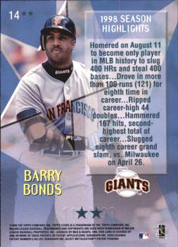 1999 Topps Stars - Two Star Foil #14 Barry Bonds Back