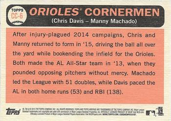 2015 Topps Heritage - Combo Cards #CC-6 Orioles Cornermen (Chris Davis / Manny Machado) Back