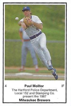 1987 Milwaukee Brewers Police - Hartford Police Department, Local 152 and Stamping Co. #NNO Paul Molitor Front