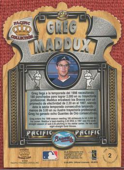 1998 Pacific - Gold Crown Die Cuts #2 Greg Maddux Back