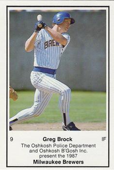 1987 Milwaukee Brewers Police - Oshkosh Police Department and Oshkosh B'Gosh Inc. #NNO Greg Brock Front