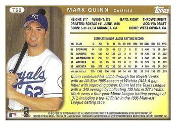 1999 Topps Traded and Rookies - Autographs #T59 Mark Quinn  Back