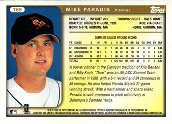1999 Topps Traded and Rookies - Autographs #T69 Mike Paradis  Back