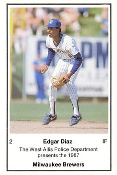 1987 Milwaukee Brewers Police - West Allis Police Department #NNO Edgar Diaz Front
