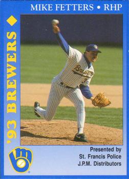 1993 Milwaukee Brewers Police - St. Francis PD, J.P.M. Distributors #NNO Mike Fetters Front