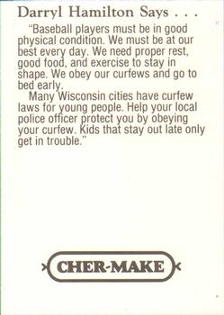 1993 Milwaukee Brewers Police - St. Francis PD, J.P.M. Distributors #NNO Darryl Hamilton Back