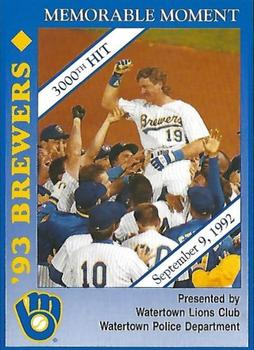 1993 Milwaukee Brewers Police - Watertown Lions Club, Watertown Police Department #NNO Robin Yount Front