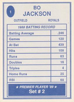1989 Premier Player '89 Set # 2 (unlicensed) #1 Bo Jackson Back