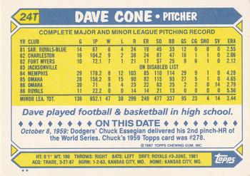 1987 Topps Traded #24T Dave Cone Back