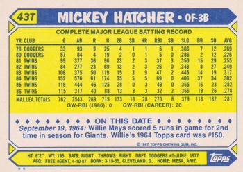 1987 Topps Traded #43T Mickey Hatcher Back