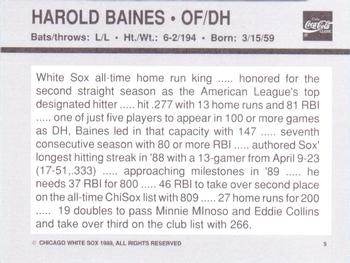 1989 Coca-Cola Chicago White Sox  #5 Harold Baines Back