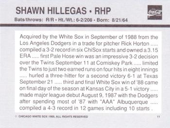 1989 Coca-Cola Chicago White Sox  #11 Shawn Hillegas Back