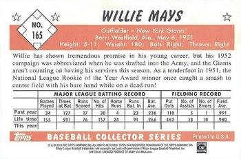 2015 National Sports Collectors Convention Topps' VIP #165 Willie Mays Back