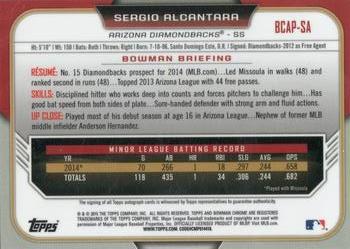 2015 Bowman Chrome - Prospect Autographs #BCAP-SA Sergio Alcantara Back
