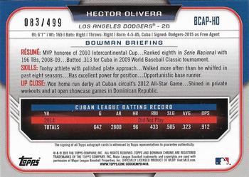2015 Bowman Chrome - Prospect Autographs Refractors #BCAP-HO Hector Olivera Back