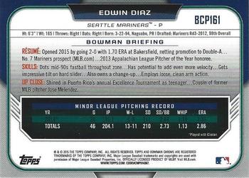 2015 Bowman Chrome - Prospects #BCP161 Edwin Diaz Back