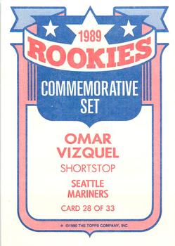 1990 Topps - Rookies Foil Test #28 Omar Vizquel Back