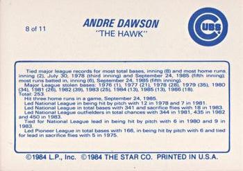 1988 Star Andre Dawson #8 Andre Dawson Back