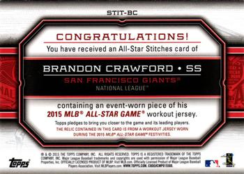 2015 Topps Update - All-Star Stitches #STIT-BC Brandon Crawford Back