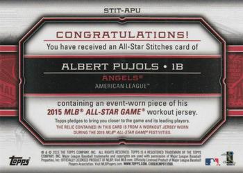 2015 Topps Update - All-Star Stitches #STIT-APU Albert Pujols Back