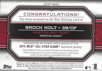 2015 Topps Update - All-Star Stitches #STIT-BHO Brock Holt Back