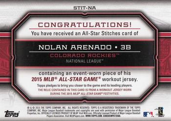 2015 Topps Update - All-Star Stitches #STIT-NA Nolan Arenado Back