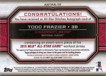 2015 Topps Update - All-Star Stitches Autographed Relics #ASTAR-TF Todd Frazier Back