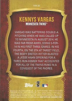2015 Topps Update - First Home Run Silver #FHR-26 Kennys Vargas Back