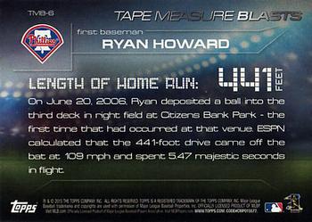 2015 Topps Update - Tape Measure Blasts #TMB-6 Ryan Howard Back