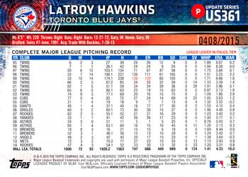 2015 Topps Update - Gold #US361 LaTroy Hawkins Back