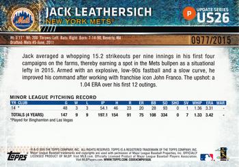 2015 Topps Update - Gold #US26 Jack Leathersich Back