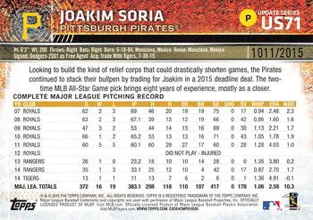 2015 Topps Update - Gold #US71 Joakim Soria Back