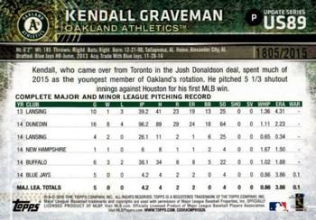2015 Topps Update - Gold #US89 Kendall Graveman Back