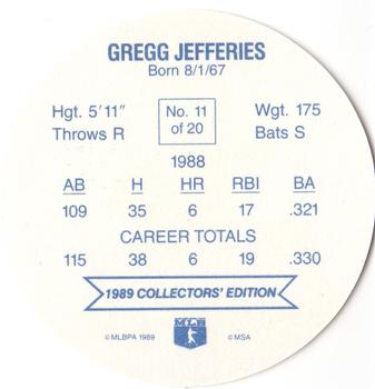 1989 Rainier Farms Discs #11 Gregg Jefferies Back