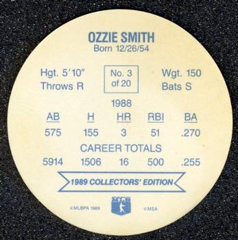 1989 Rainier Farms Discs #3 Ozzie Smith Back