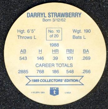 1989 Rainier Farms Discs #10 Darryl Strawberry Back