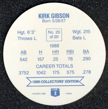1989 Rainier Farms Discs #20 Kirk Gibson Back