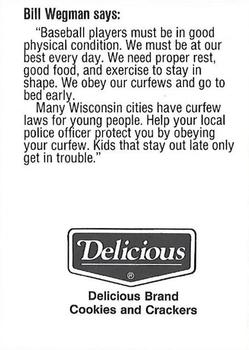 1991 Milwaukee Brewers Police - City of Brookfield PD, Brookfield Jaycees #NNO Bill Wegman Back