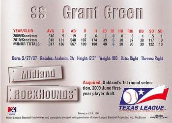 2011 Grandstand Texas League Top Prospects #NNO Grant Green Back