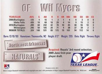2011 Grandstand Texas League Top Prospects #NNO Wil Myers Back