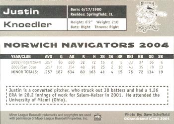 2004 Grandstand Norwich Navigators #NNO Justin Knoedler Back