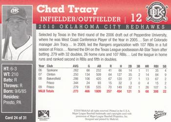 2010 MultiAd Oklahoma City RedHawks #24 Chad Tracy Back