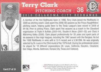 2010 MultiAd Oklahoma City RedHawks #27 Terry Clark Back