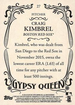2016 Topps Gypsy Queen #27 Craig Kimbrel Back