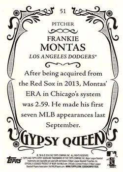 2016 Topps Gypsy Queen #51 Frankie Montas Back